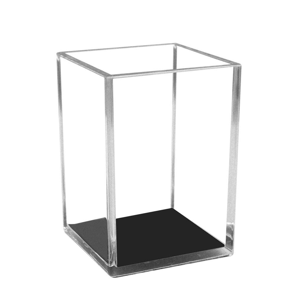 Black Acrylic Pen Holder for Desk - Makeup Brush Organizer for Office & Home Use