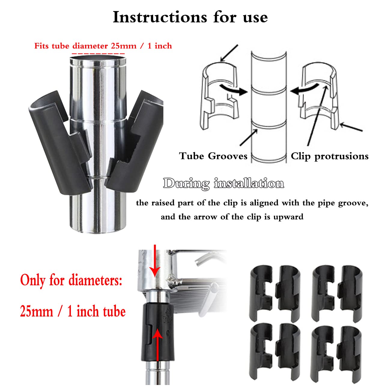 1 Inch Wire Shelf Clips - 52 Pcs Replacement Lock Clips for Adjustable Shelving - Home & Garage Storage