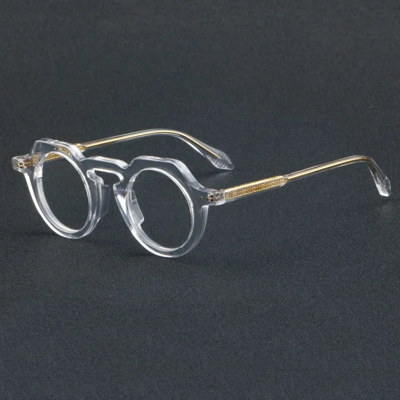 CCspace Women's Full Rim Flat Top Round Acetate Eyeglasses Frame 56936 - Stylish & Lightweight for Work, Reading & Everyday Fashion