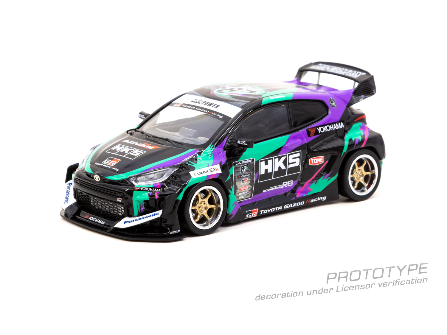Tarmac Works 1:43 Scale Toyota GR Yaris HKS Racing Performer Version Diecast Model Car - Collectible Toy for Racing Enthusiasts & Display Showcase