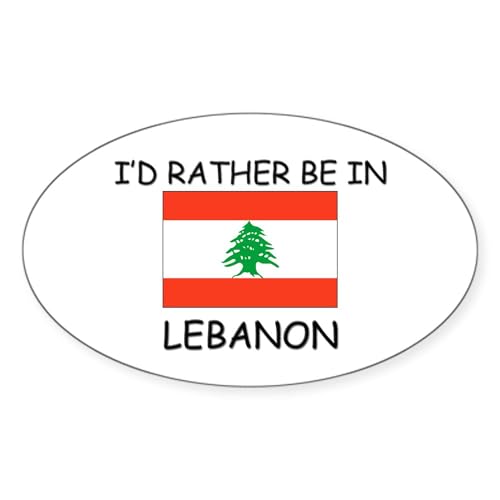 White - I'd Rather Be in Lebanon Oval Sticker