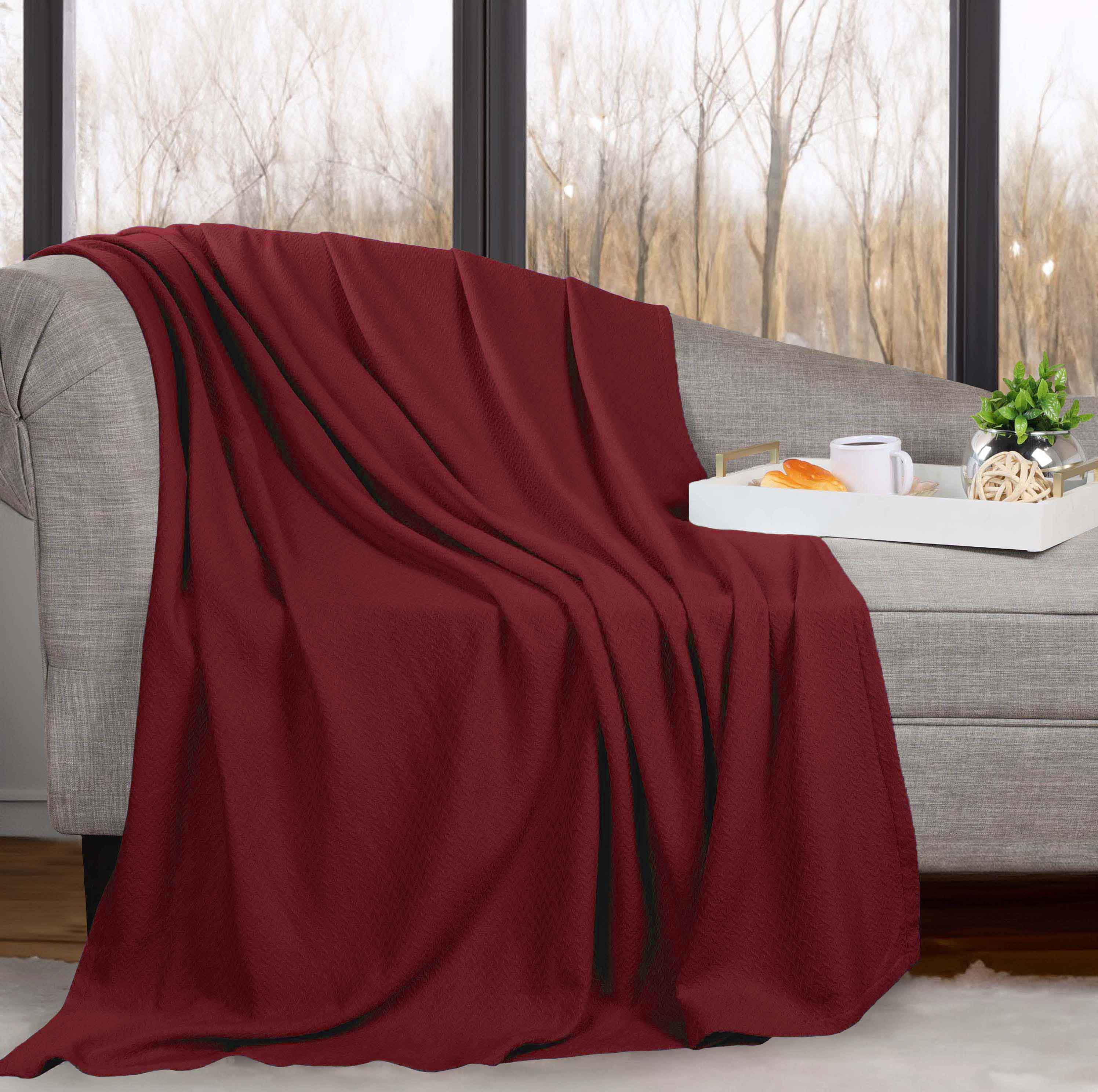 Premium Nobel Cotton Textured Chevron Lightweight Woven Blanket - Soft & Breathable Throw for Sofa, Bed, and Outdoor Picnics - Cozy Home Decor & Travel Companion
