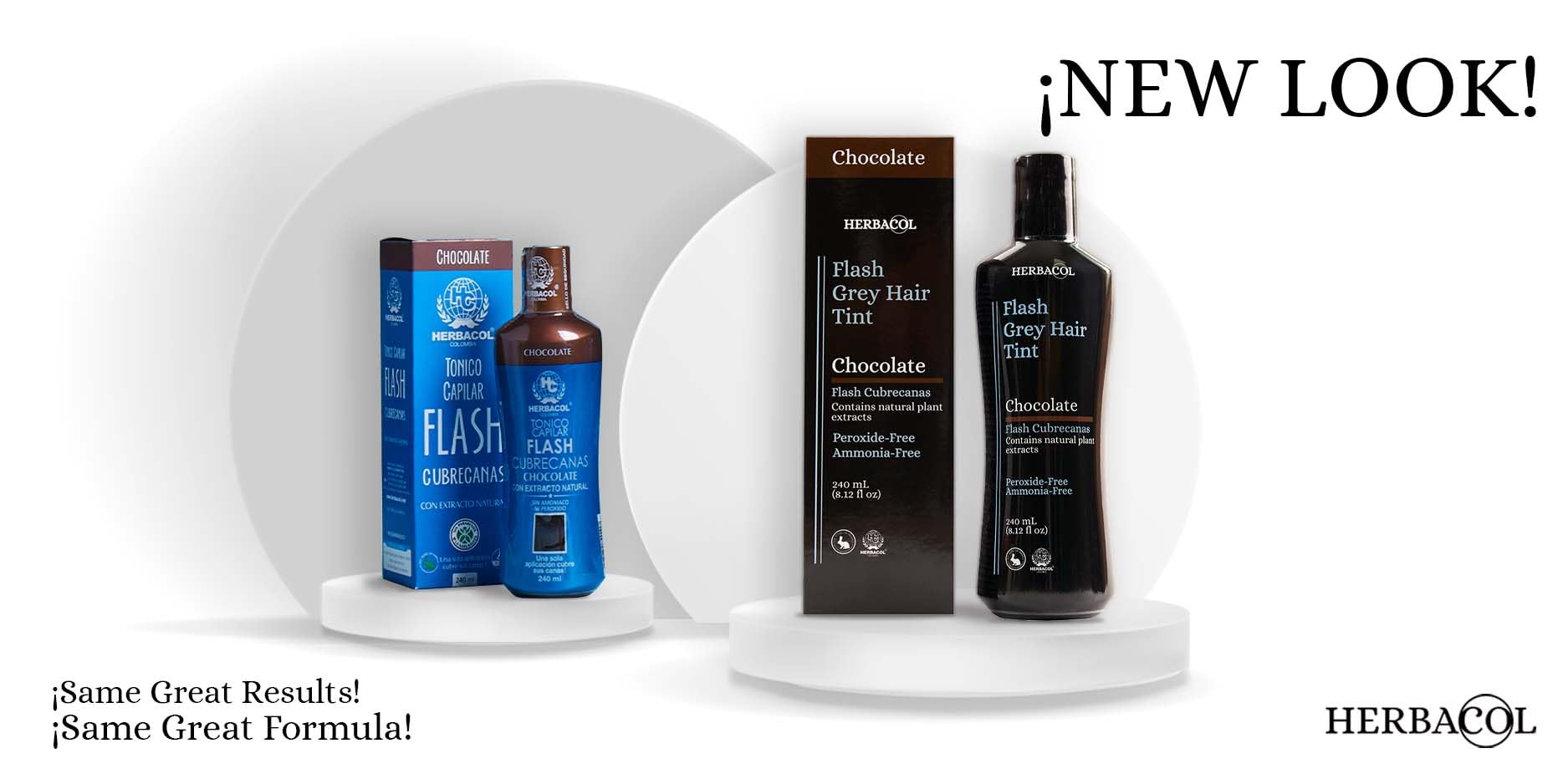 Natural Gray Hair Cover - Chocolate Brown, Ammonia & Peroxide Free 8.1oz (240ml) | Herbacol Flash Hair Dye for Women & Men - Quick & Gentle Coverage for Home Use & Salon Styling