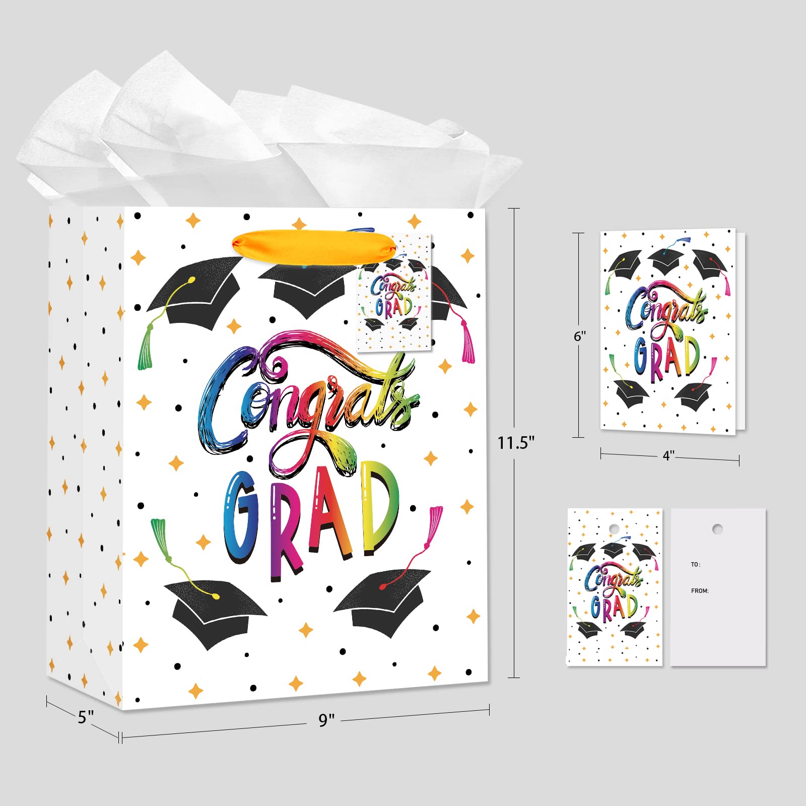 2022 Graduation Gift Bags - 11.5 Inch Congrats Grad Party Favor Bags with Tissue Paper for College, High School, 8th Grade & Kindergarten | Perfect for Graduation Ceremonies, Class Parties & Nursing School Celebrations