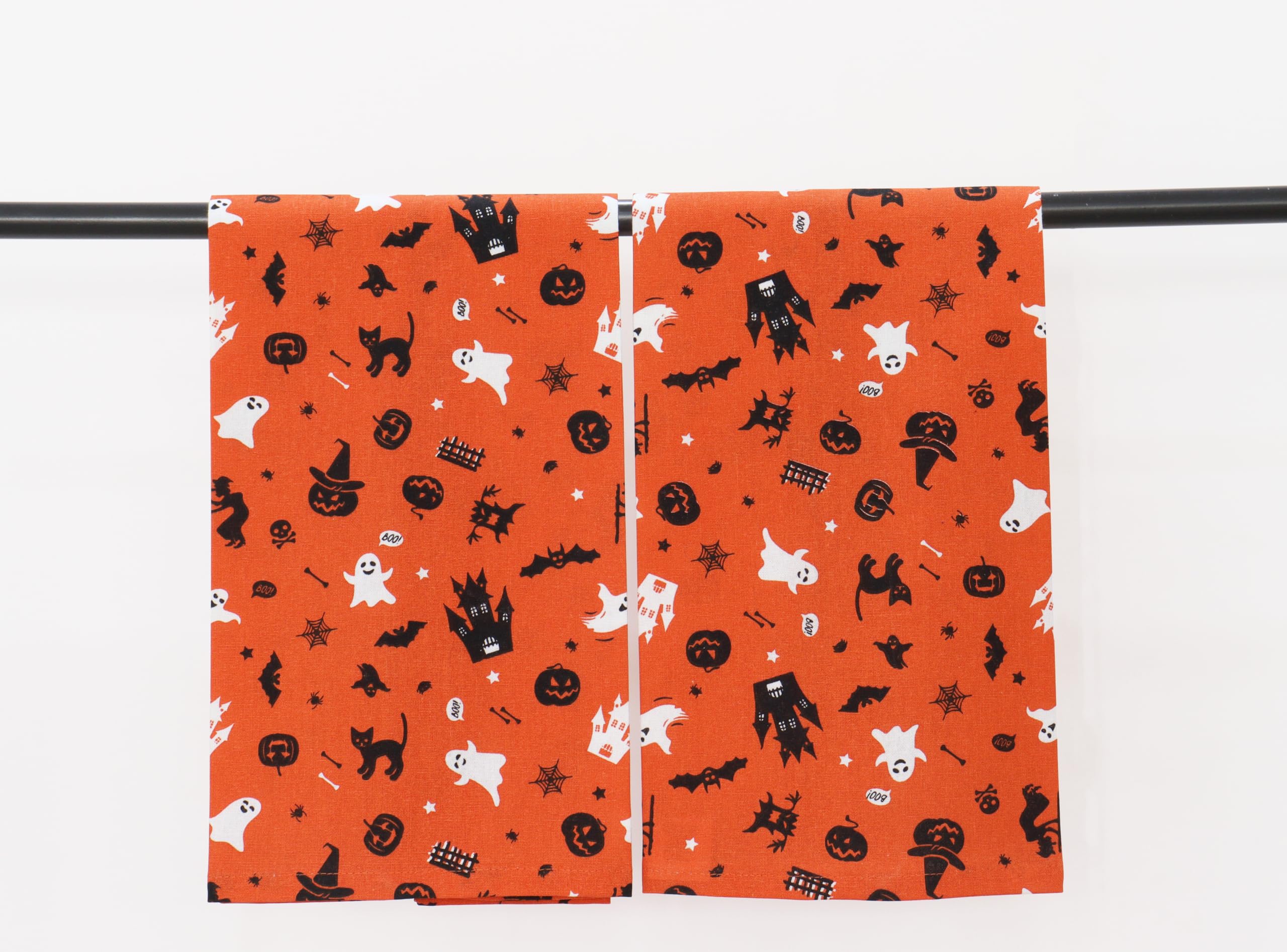 PurpleEssences Cotton Kitchen Towels - Set of 2 Absorbent Halloween Dish Towels (16x28 Inch) for Cleaning, Drying & Decor - Haunted House Themed Multi-Purpose Hand Towels - Perfect for Halloween Parties, Kitchen Decor & Spooky Home Accents