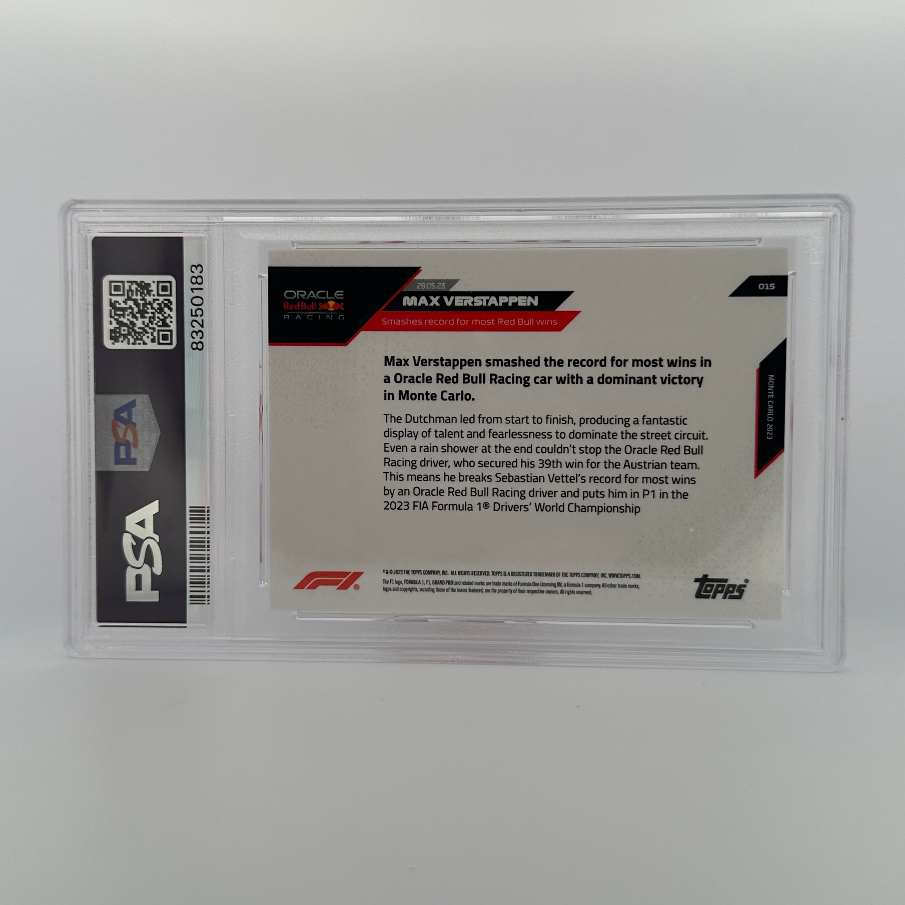 PSA 10 Graded 1998-99 Max Verstappen #15 Red Bull Racing Rookie Card - Perfect for Collectors, Sports Memorabilia & F1 Fans