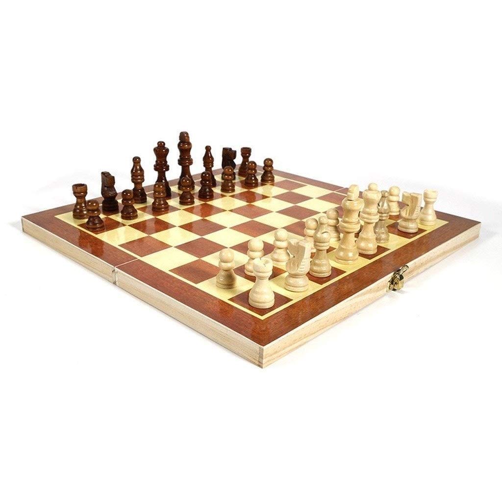 Premium Folding Wooden Chess Set with 32 Chess Pieces - Portable Travel Chess Board Game for Adults & Kids - Perfect for Home, Office, Camping & Gifts