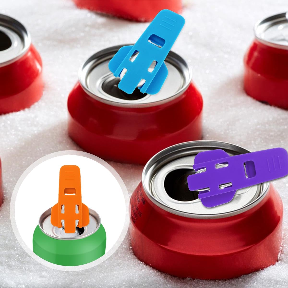 6 Pack Manual Easy Can Opener - Soda Beer Can Openers with Plastic Beverage Cover Protector - Pop Coke Aluminum Drink Shields & Colorful Can Tab Covers - Perfect for Parties, Camping, BBQs & Home Use (6 Colors)