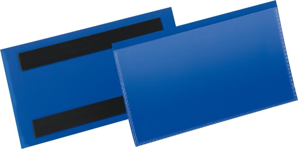 Durable Magnetic Document Pouch 15.0X67mm (50 Pack) - Dark Blue Waterproof File Holder for Office, School, Travel & Organizing Papers