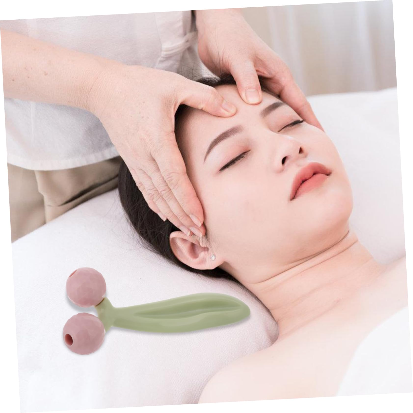FRCOLOR V-Shaped Handheld Face Roller - 3D Massage Tool for Women's Facial Skincare & Neck Relaxation - Manual Massager for Face, Neck & Jawline Care - Perfect for Home Spa, Travel & Post-Workout Recovery