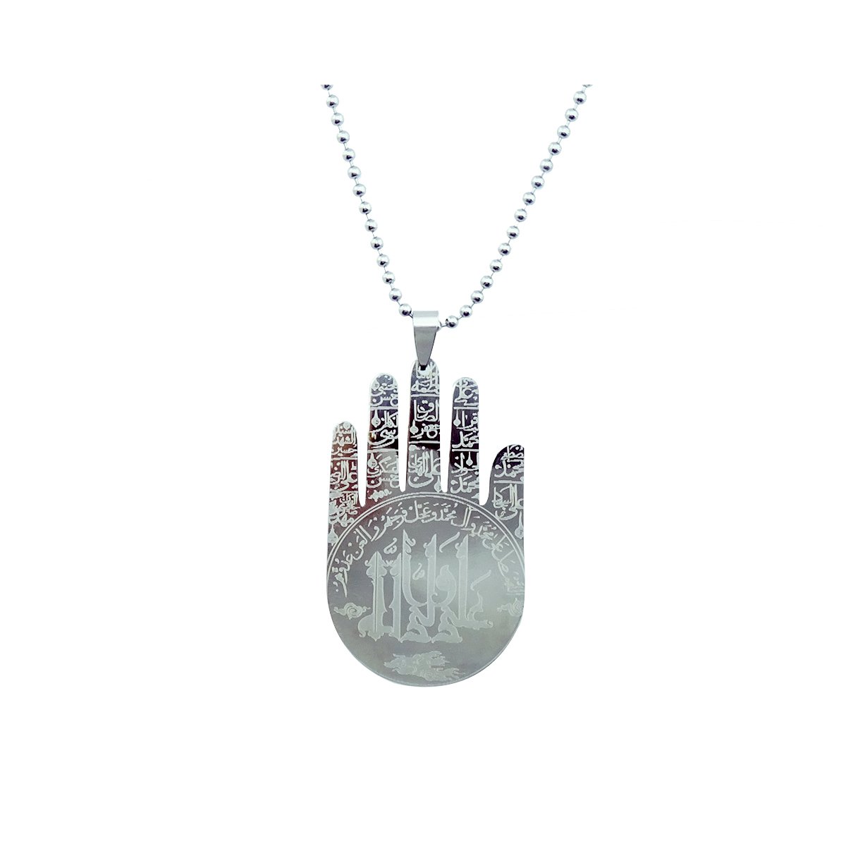 Allah Hamsa Hand of Fatima Stainless Steel Pendant Necklace for Muslim Women - Islamic Jewelry Gift for Eid, Ramadan & Daily Wear