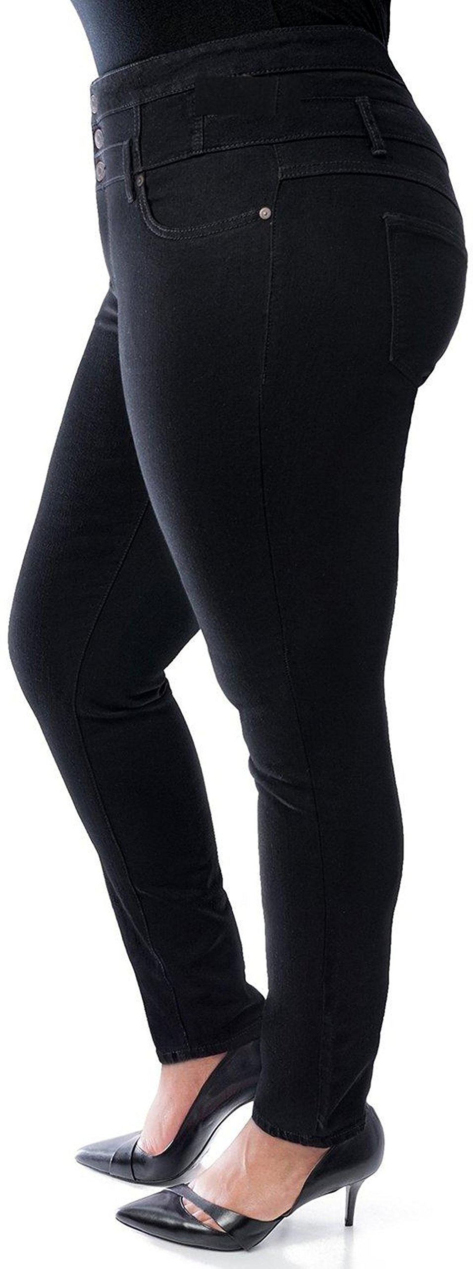 Jack David Women's Plus Size High Waisted Stretchy Skinny Jeans - Black & Blue Denim Pants for Casual Wear & Everyday Comfort