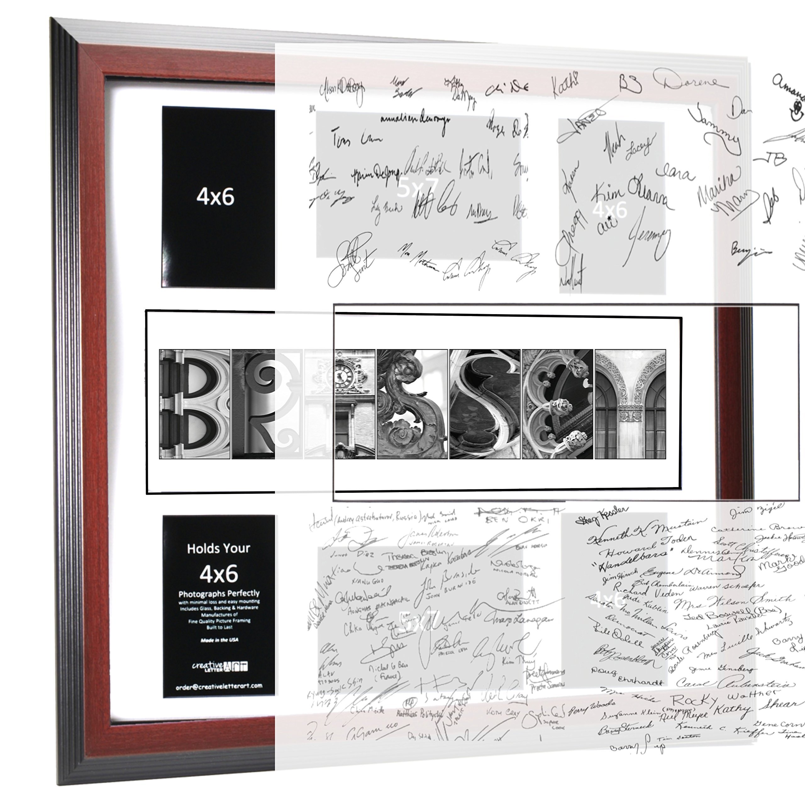 Personalized 20x20 Inch Framed Time Capsule Collage - 6 Opening Nature Alphabet Photo Letters for Custom Gifts & Book Registry (Holds 4x6 & 5x7 Photos) - Perfect for Weddings, Anniversaries & Family Memories