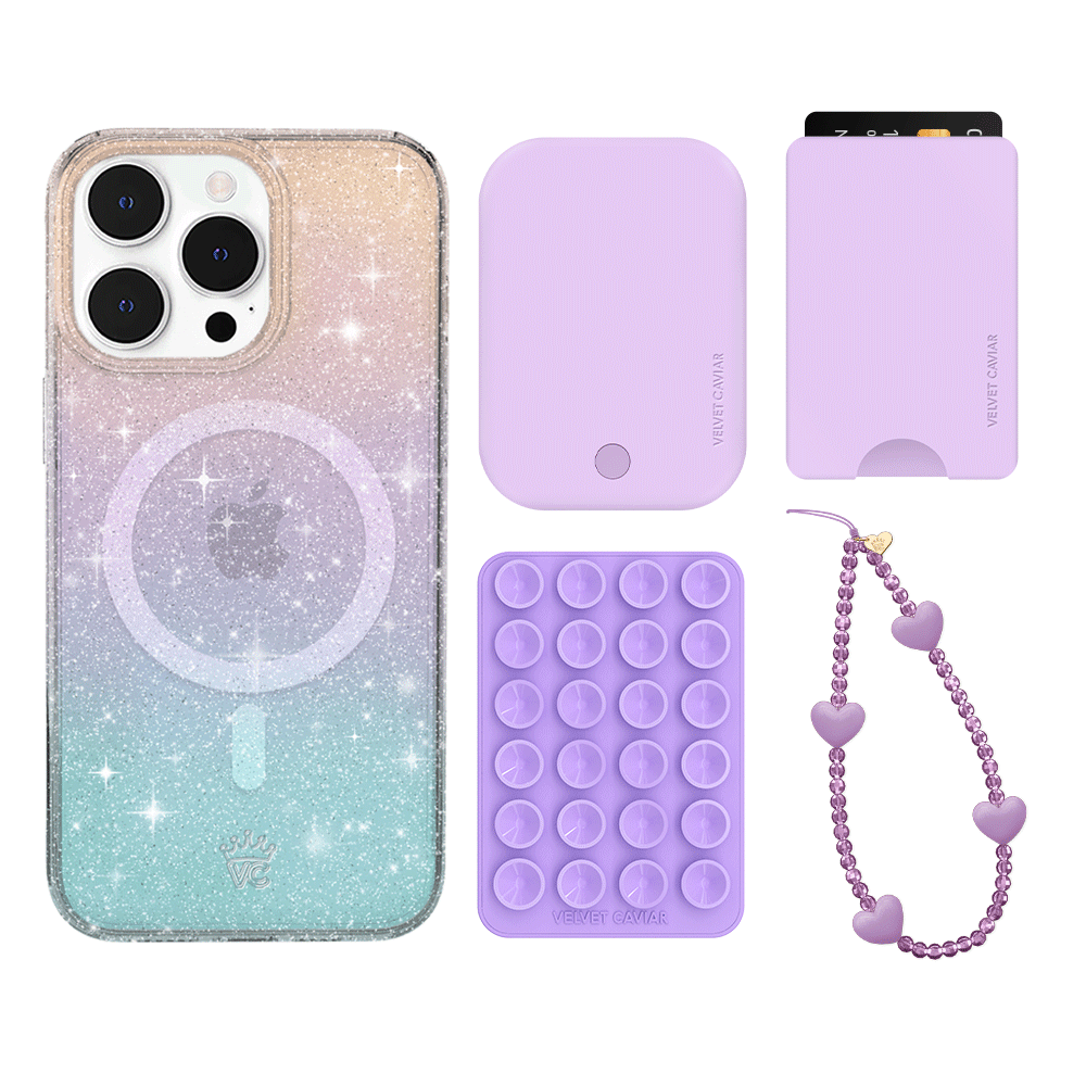 Ombre Stardust iPhone Wallet Case with Card Holder - Slim Protective Phone Cover for iPhone 13/14/15 Pro Max - Perfect for Everyday Use, Travel & Shopping