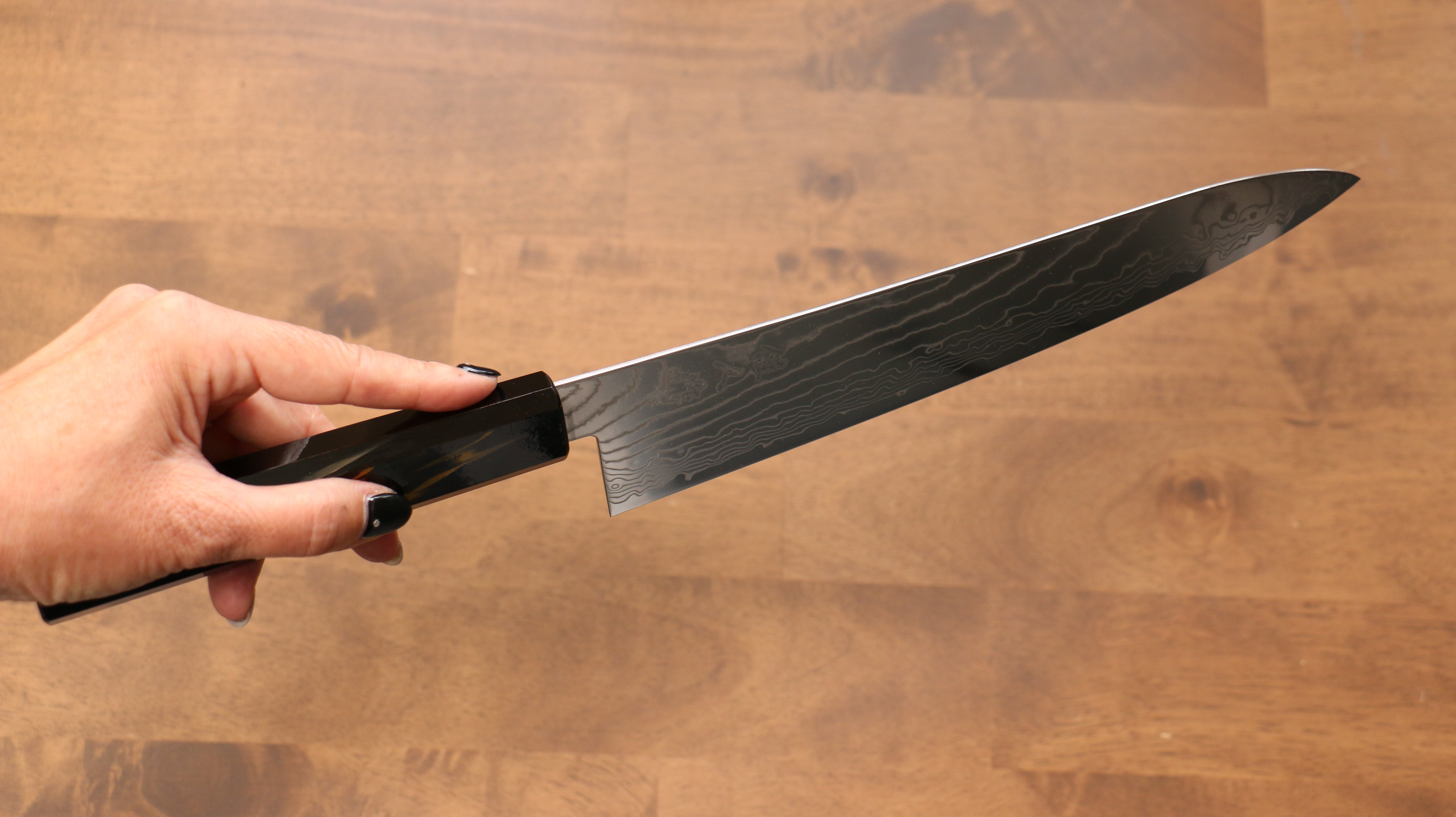 Premium Kajin Cobalt Special Steel Damascus Gyuto Chef Knife 240mm - Japanese Kitchen Knife with Lacquered Handle for Professional Chefs & Home Cooking - Perfect for Slicing, Dicing & Precision Cutting