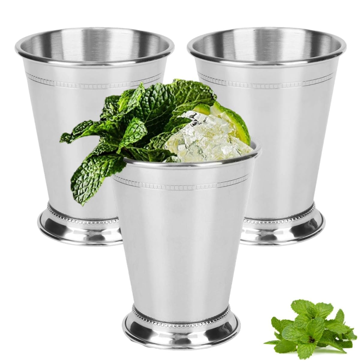 3-Piece Stainless Steel Cocktail Cups Set - 13.5oz/400ml Mint Julep Cups for Mixed Drinks, Iced Beer & Bar Accessories - Perfect for Home Bars, Parties & Outdoor Gatherings