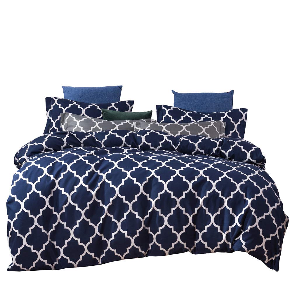 Premium Navy Blue Printed Twin Bedding Set - Soft Comforter, Quilt Cover & Pillowcase Set for Kids & Teens - Perfect for Dorm Rooms, Guest Beds & Cozy Bedrooms