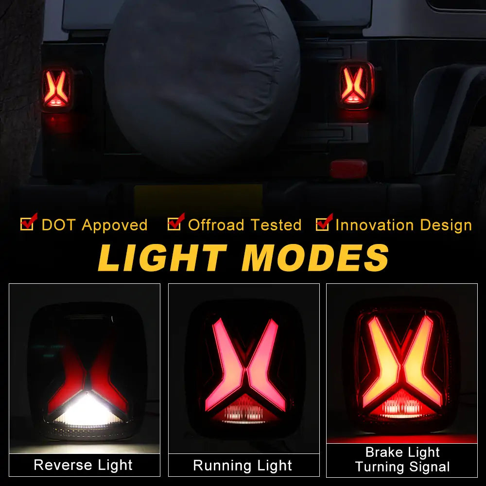 LOYO X-Shaped LED Tail Lights Kit for Jeep Wrangler TJ YJ CJ - DOT Approved - Waterproof & Durable - Perfect for Off-Roading & Night Driving