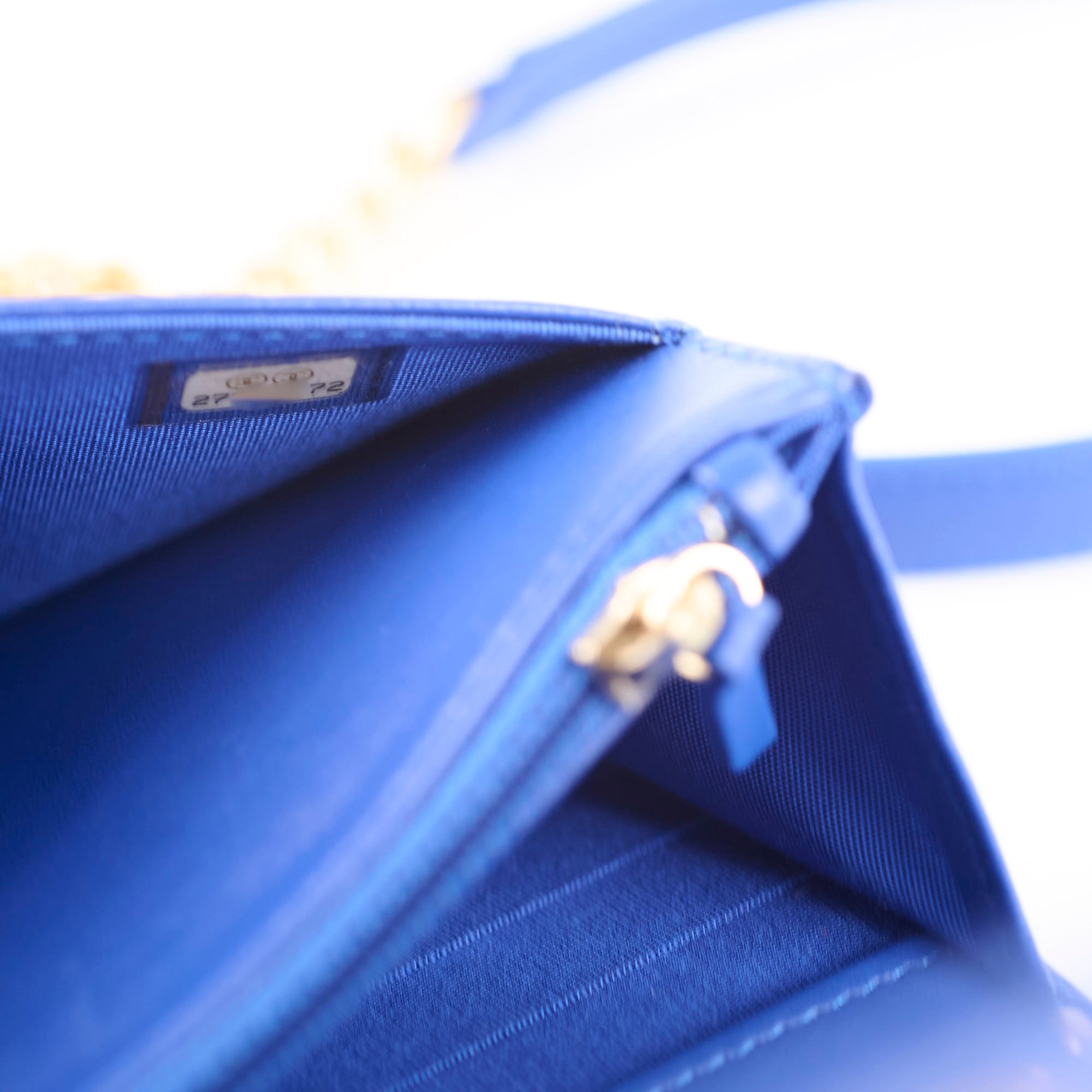 Chanel Boy Wallet on Chain Blue Lambskin Leather Crossbody Bag - Perfect for Evening Out & Daily Use