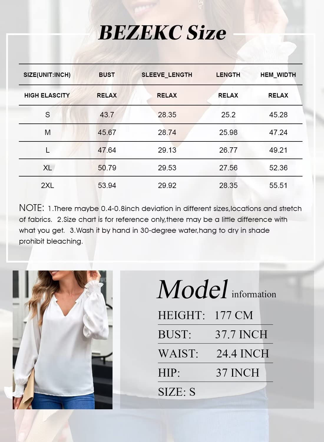 BEZEKC Women's Plus Size Long Sleeve Chiffon Blouse - V Neck Flowy Tunic Top for Fall (US 16-18/XL) | Elegant Casual & Business Wear | Office, Party, Date Night Outfits