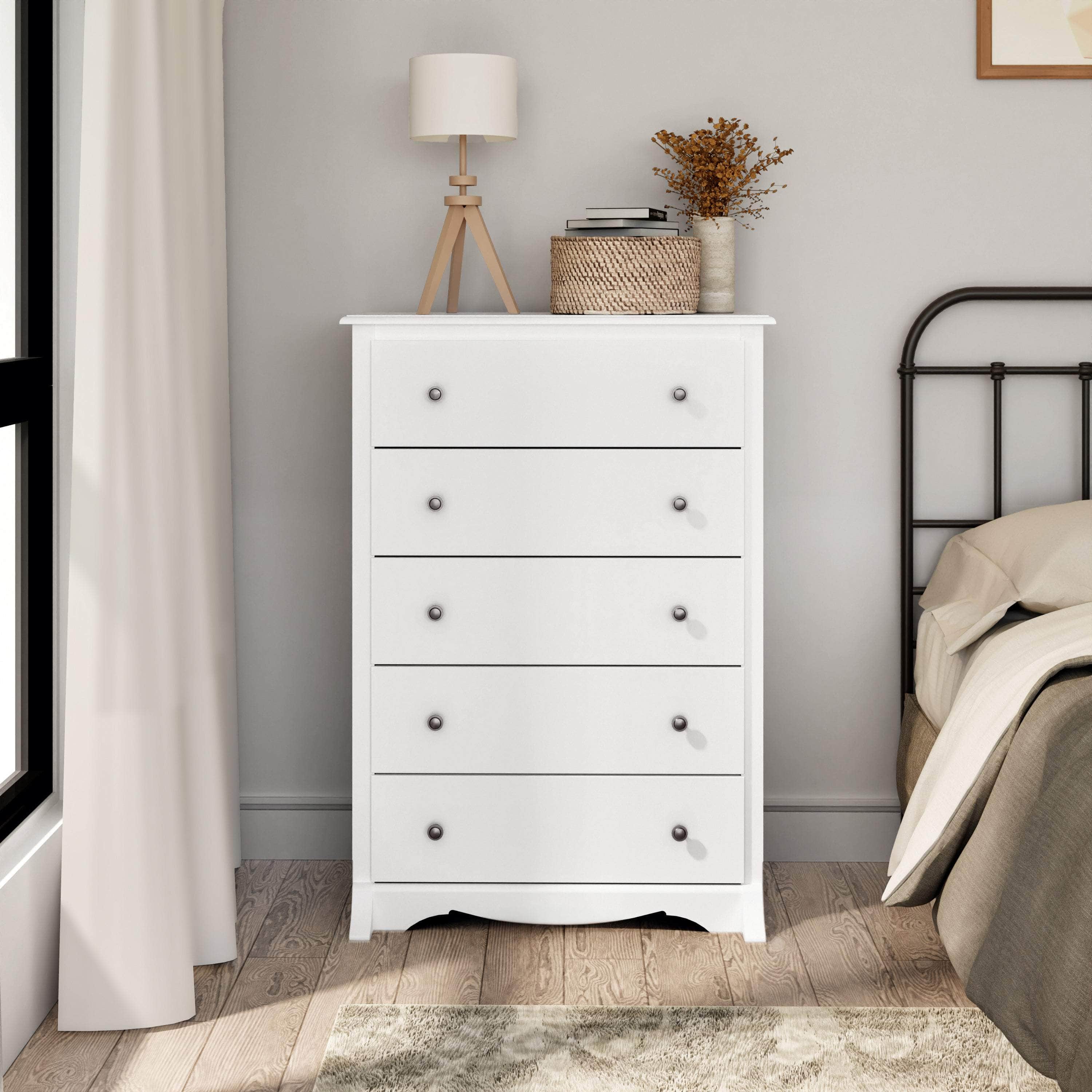 Sonoma 5-Drawer Dresser Chest - White, Black, Gray, Blue & Beige | Bedroom Storage Organizer for Clothes & Accessories