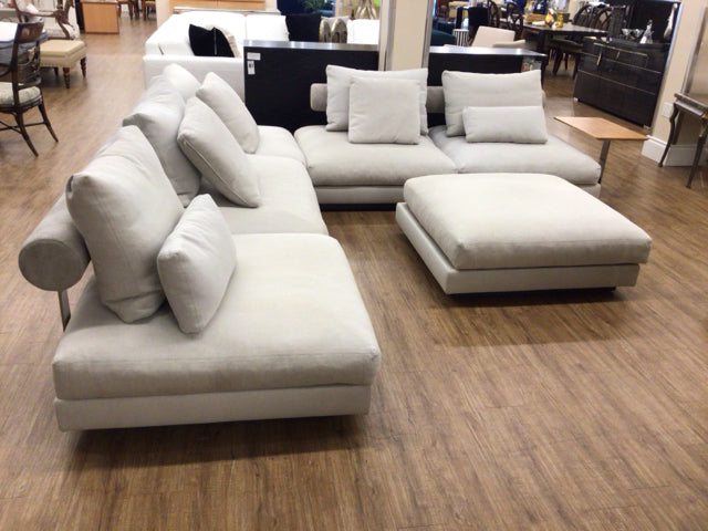 Arrivanti Fabric Sectional Sofa with Ottoman - Modern L-Shaped Couch for Living Room, Family Room & Lounge - Comfortable & Stylish Home Furniture