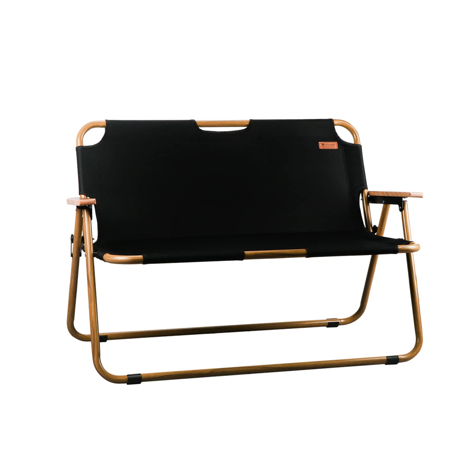 BIGTREE 2-Person Folding Chair - Heavy Duty 400lbs Capacity Portable Outdoor Loveseat for Camping, Fishing, Picnic, Beach, BBQ, Patio & Lawn - Durable & Comfortable Black Chair for Couples & Outdoor Activities
