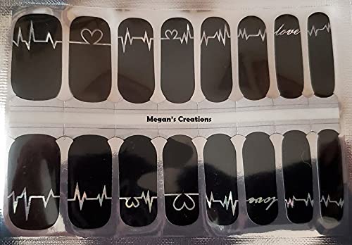 Heartbeat Design Nail Polish Strips - DIY Nail Art Wraps for Easy At-Home Manicures | Perfect for Parties, Weddings & Everyday Wear