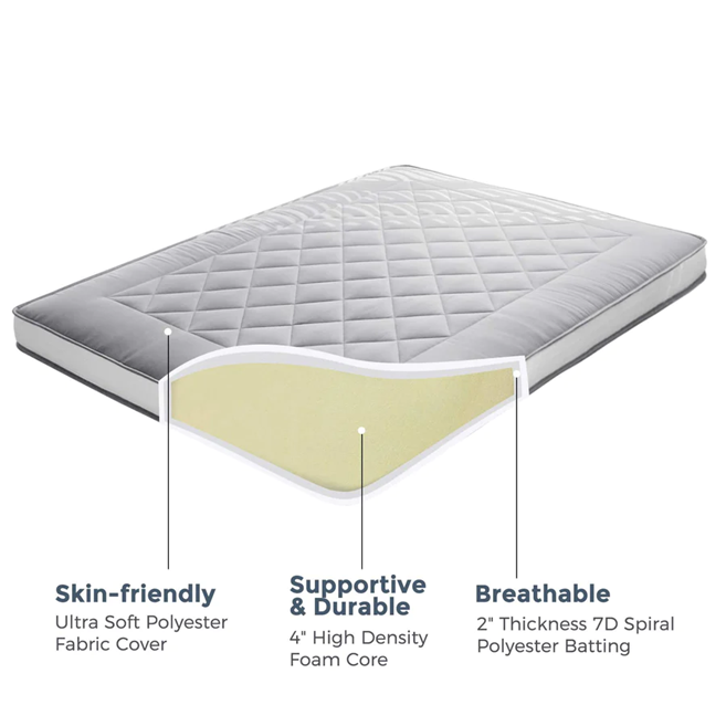 MAXYOYO Japanese Floor Futon Mattress - Diamond Pattern Roll Up Folding Bed for Adults & Guests, Grey | Portable Floor Sleeping Mat for Small Spaces, Camping & Travel