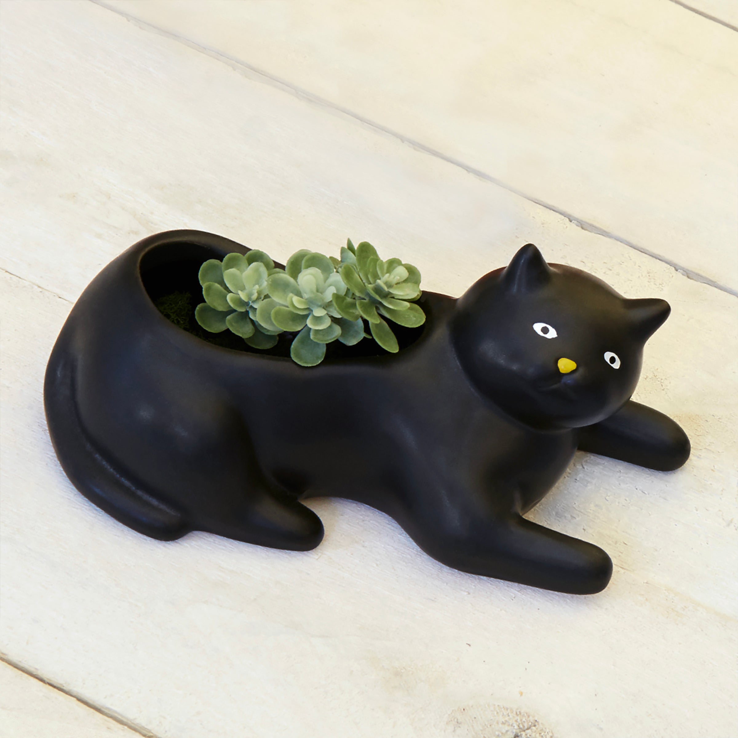 Cosmo the Black Cat Planter - Handmade Ceramic Flower Pot for Succulents & Small Plants - Perfect for Home Decor, Office Desk & Gift Ideas