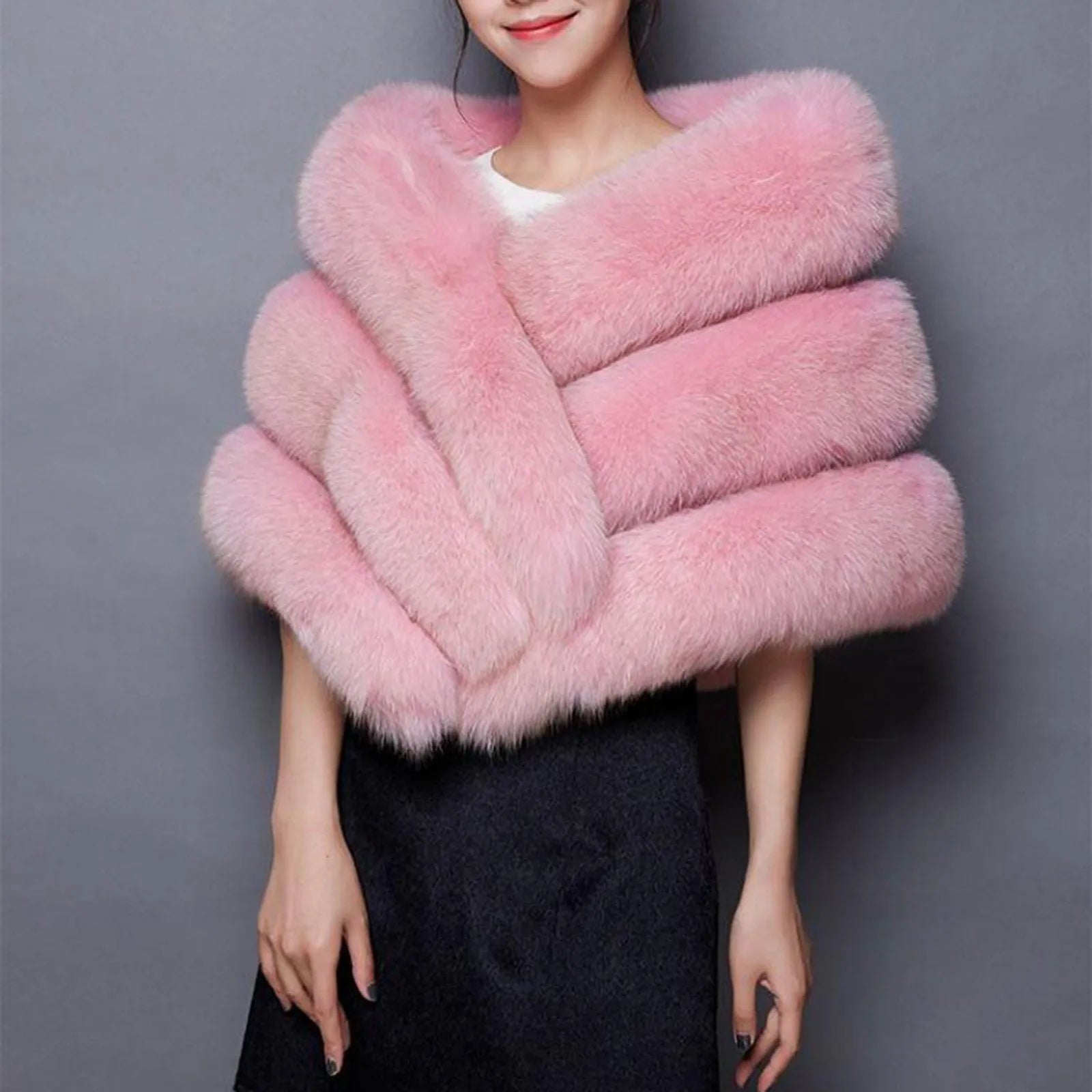 Luxury Faux Fur Shawl for Weddings - Soft Thick Bridal Wrap, Elegant Women's Formal Accessory for Parties, Evening Events & Winter Occasions