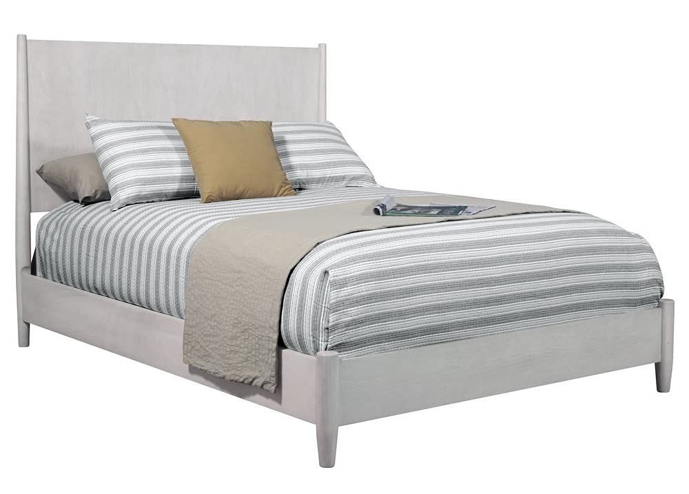 Flynn Mid Century Modern Wood Full Size Panel Bed in Gray - Solid Wood Frame, Minimalist Design for Bedroom & Guest Room Decor