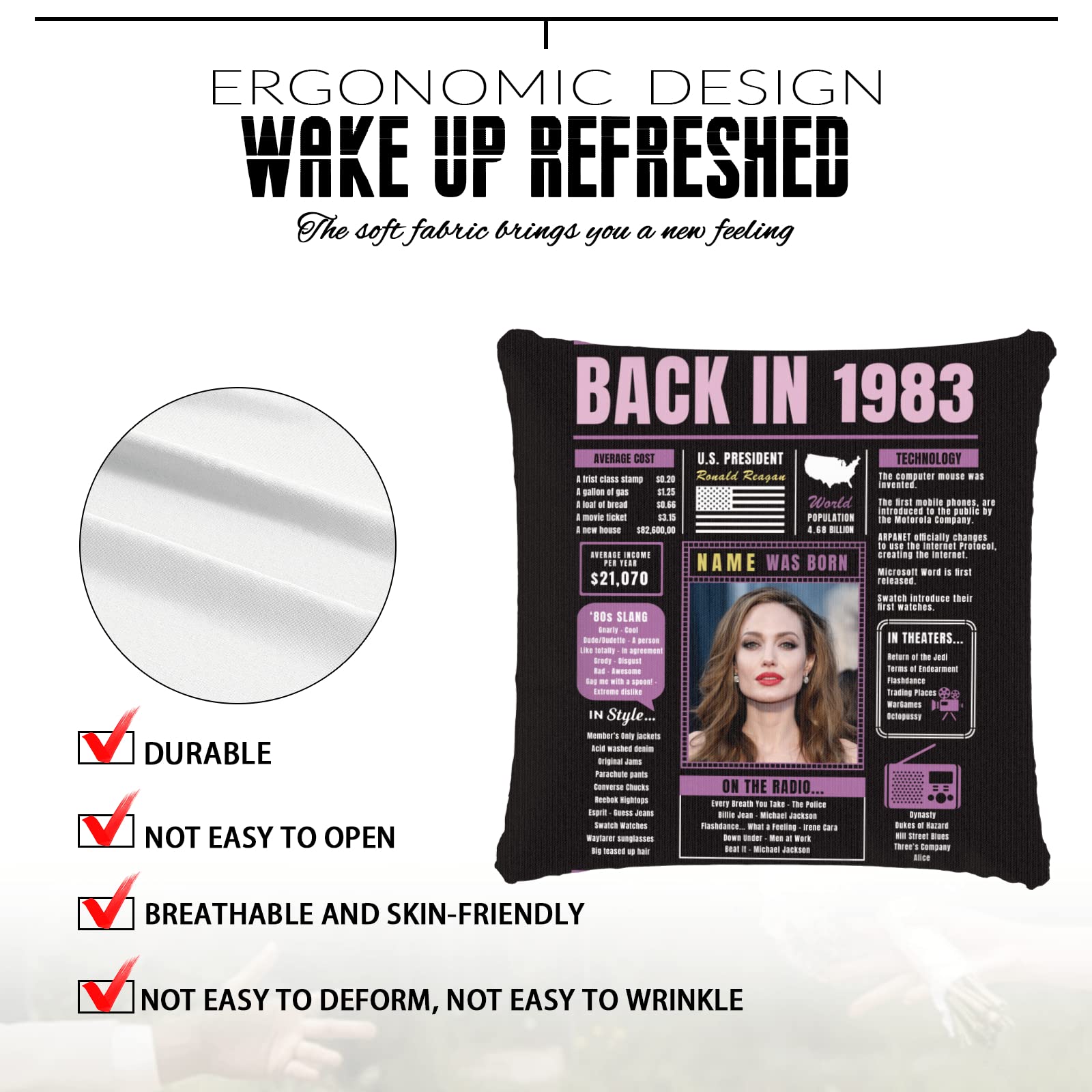 Custom Purple 41st Birthday Throw Pillow - Super Soft 1983 Themed Gift for Women & Men - Perfect for Sofa Decor, Party Favors & Anniversary Celebrations
