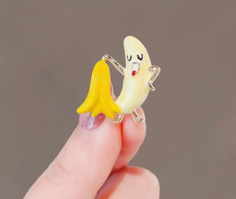 Funny Banana Cartoon Enamel Lapel Pin - Cute Fruit Brooch Badge for Teachers, Jean Jackets & Coats - Perfect for School, Work & Casual Outfits