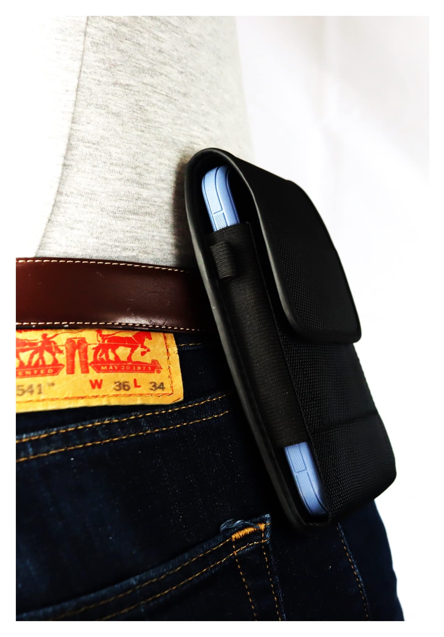 Durable Nylon Phone Holster Pouch for iPhone 16 Pro Max/15/14/13/12/11 Pro Max & 16/15 Plus - Belt Clip Holder Case Compatible with Otterbox Defender/Commuter - Perfect for Outdoor Activities, Work & Travel