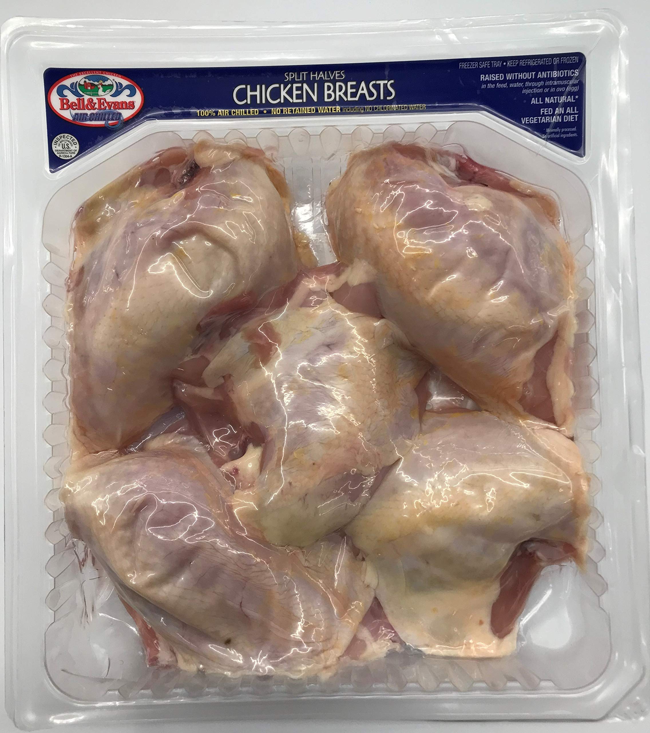 Bell & Evans Bone-In Split Chicken Breast - Fresh, Antibiotic-Free, Air-Chilled Chicken for Grilling, Roasting & Healthy Meals