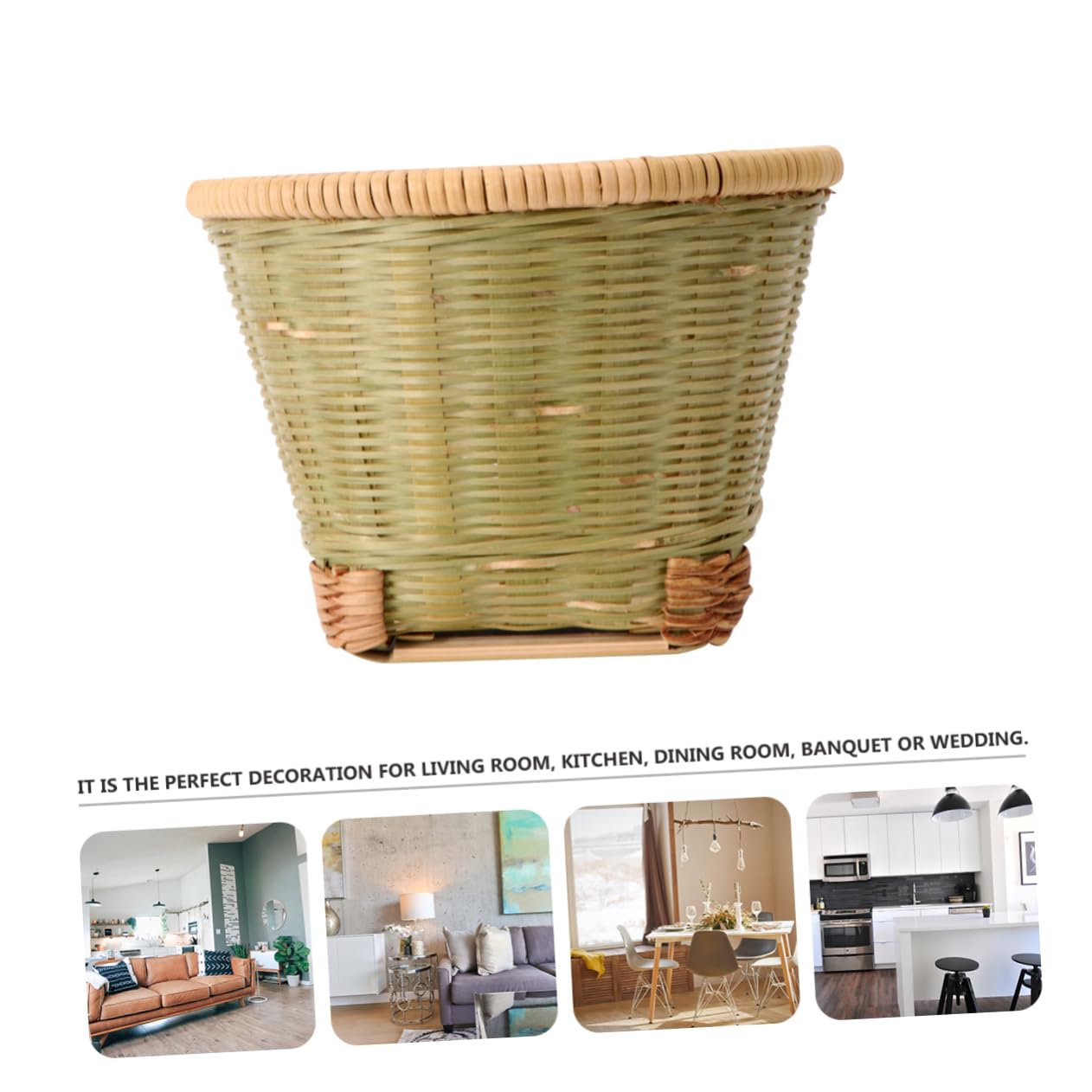 PRETYZOOM 3-Piece Woven Storage Baskets Set - Large Toy Organizer, Desk Stationery Holder & Tabletop Sundries Basket - Mini Woven Storage Box for Home, Office, Nursery Organization (Green)