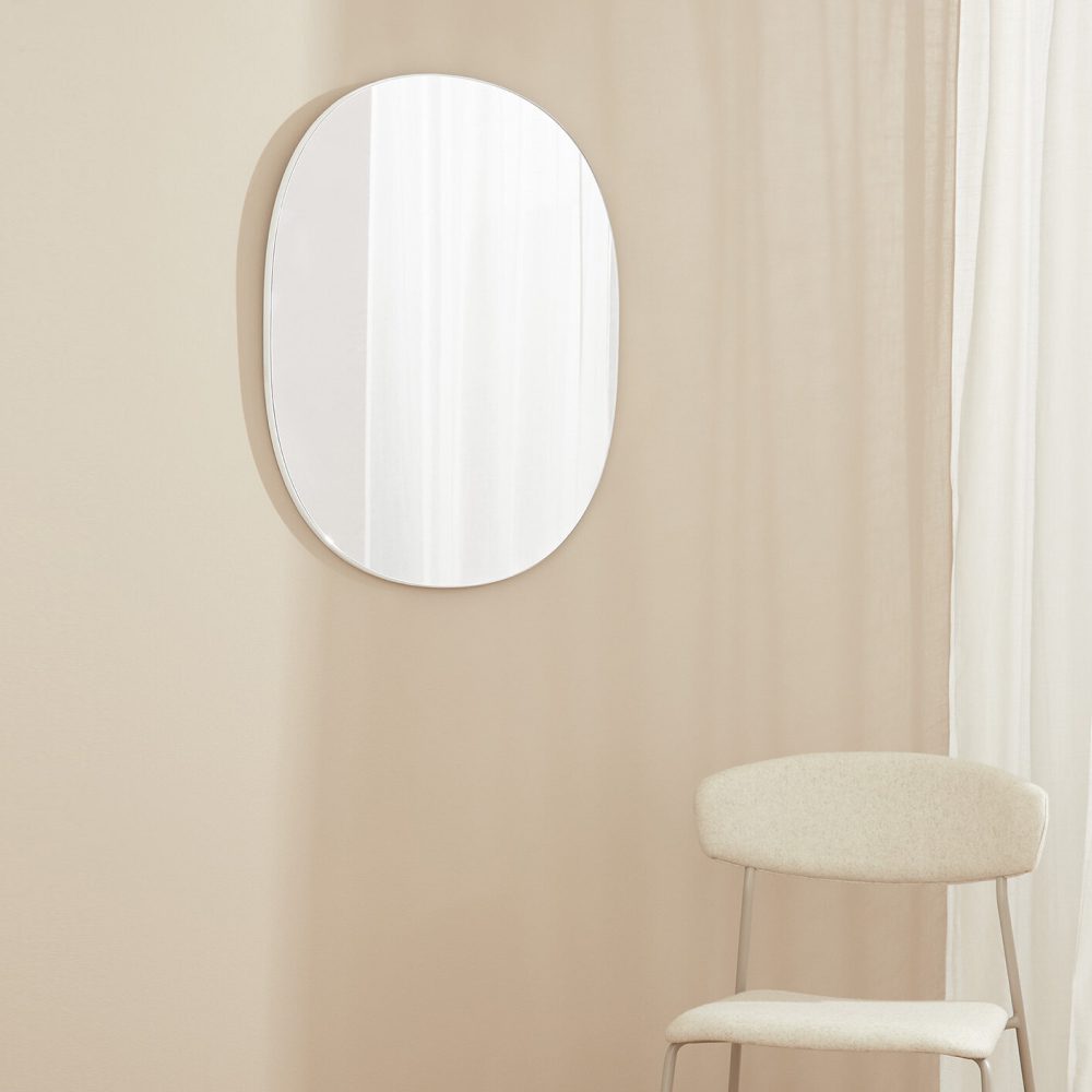 MIDDLE OF NOWHERE Miller Oval Mirror - White Wall Decor (60x75cm) - Perfect for Living Room, Bedroom & Entryway Decor