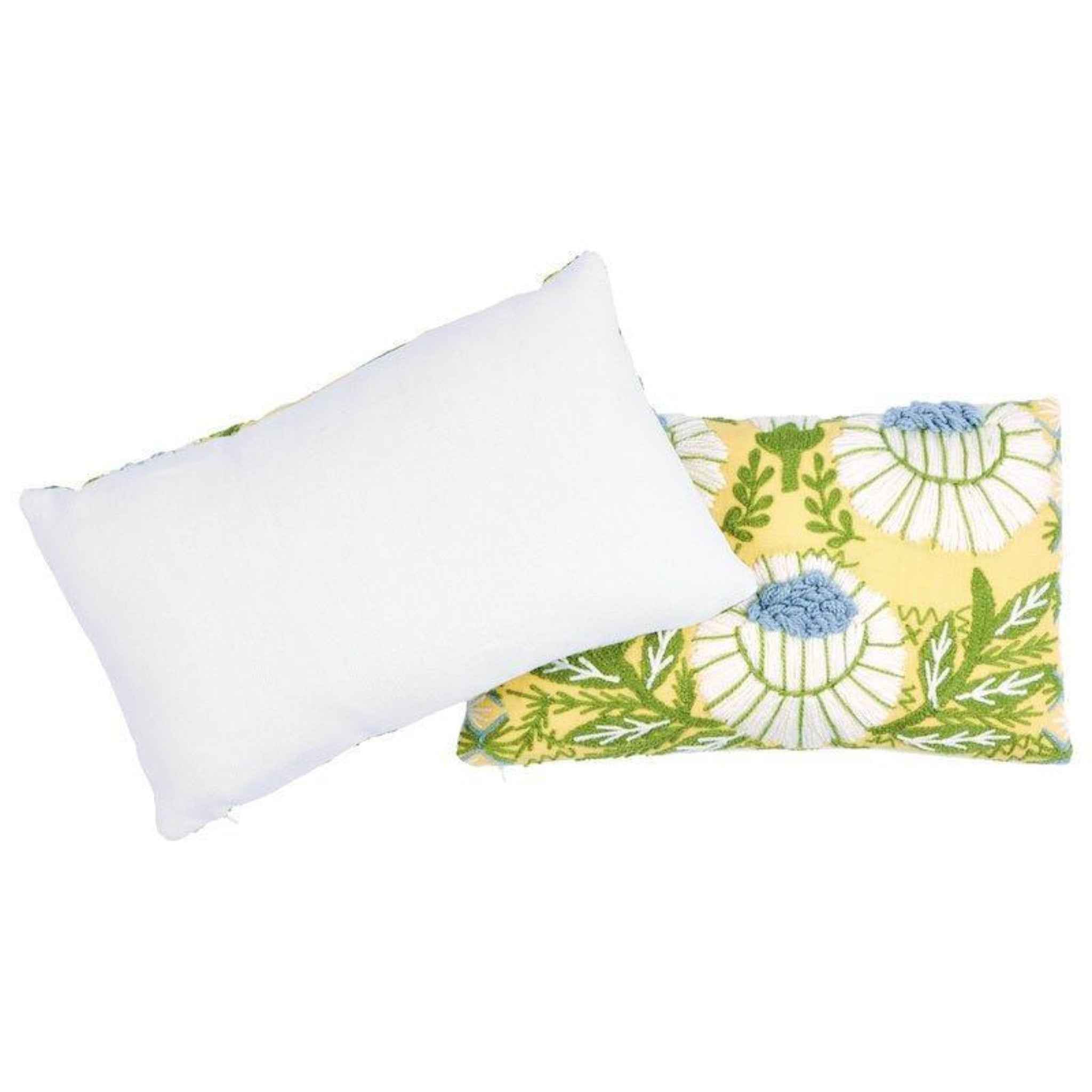 Buttercup Yellow Marguerite Floral Embroidered Lumbar Throw Pillow - Decorative Cushion for Sofa, Bed & Home Decor - Perfect for Living Room, Bedroom & Nursery Accents