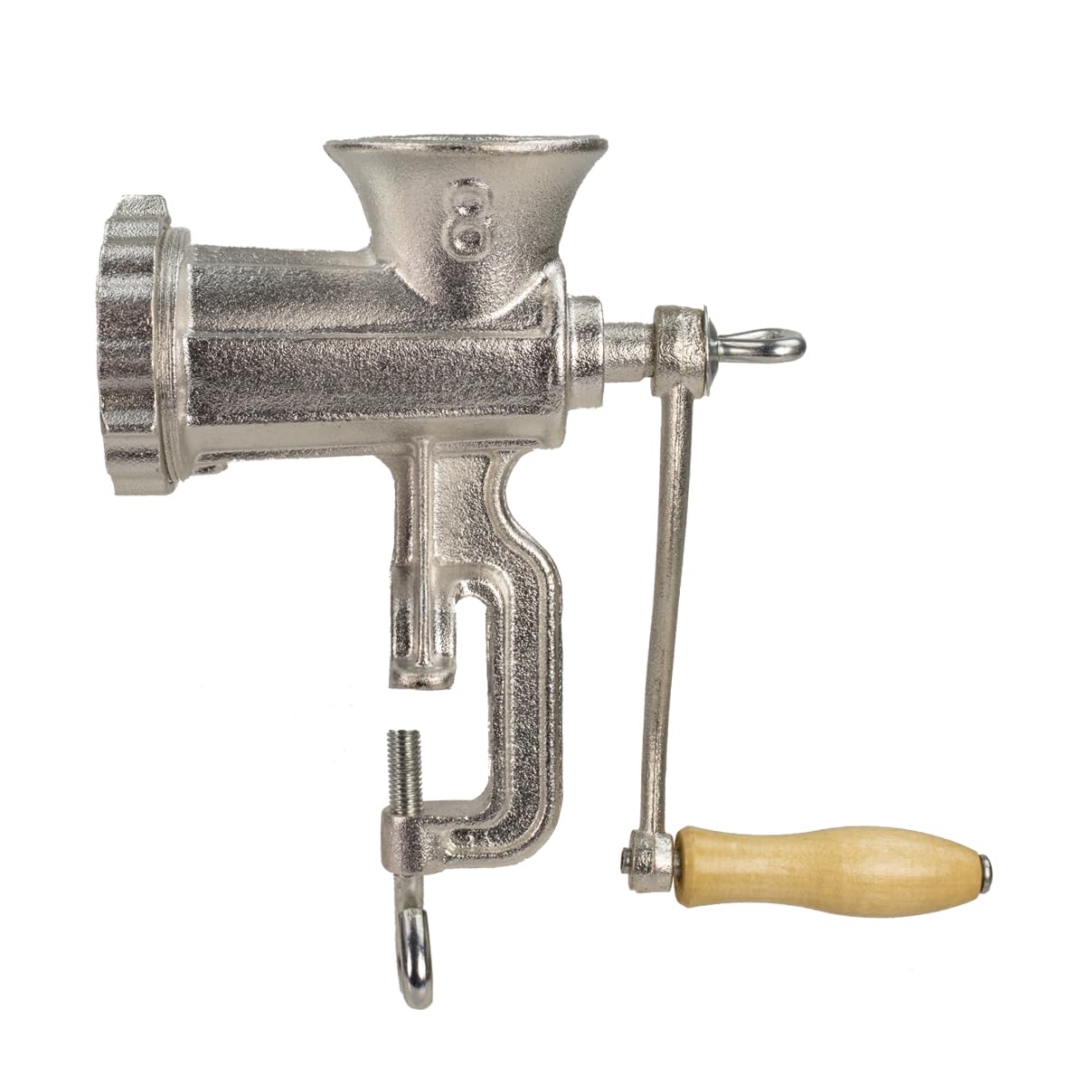Premium #8 Cast Iron Heavy Duty Meat Grinder for Home & Commercial Use - Silver | Perfect for Grinding Beef, Pork, Sausage & Game Meat | Durable Kitchen & Butcher Shop Equipment