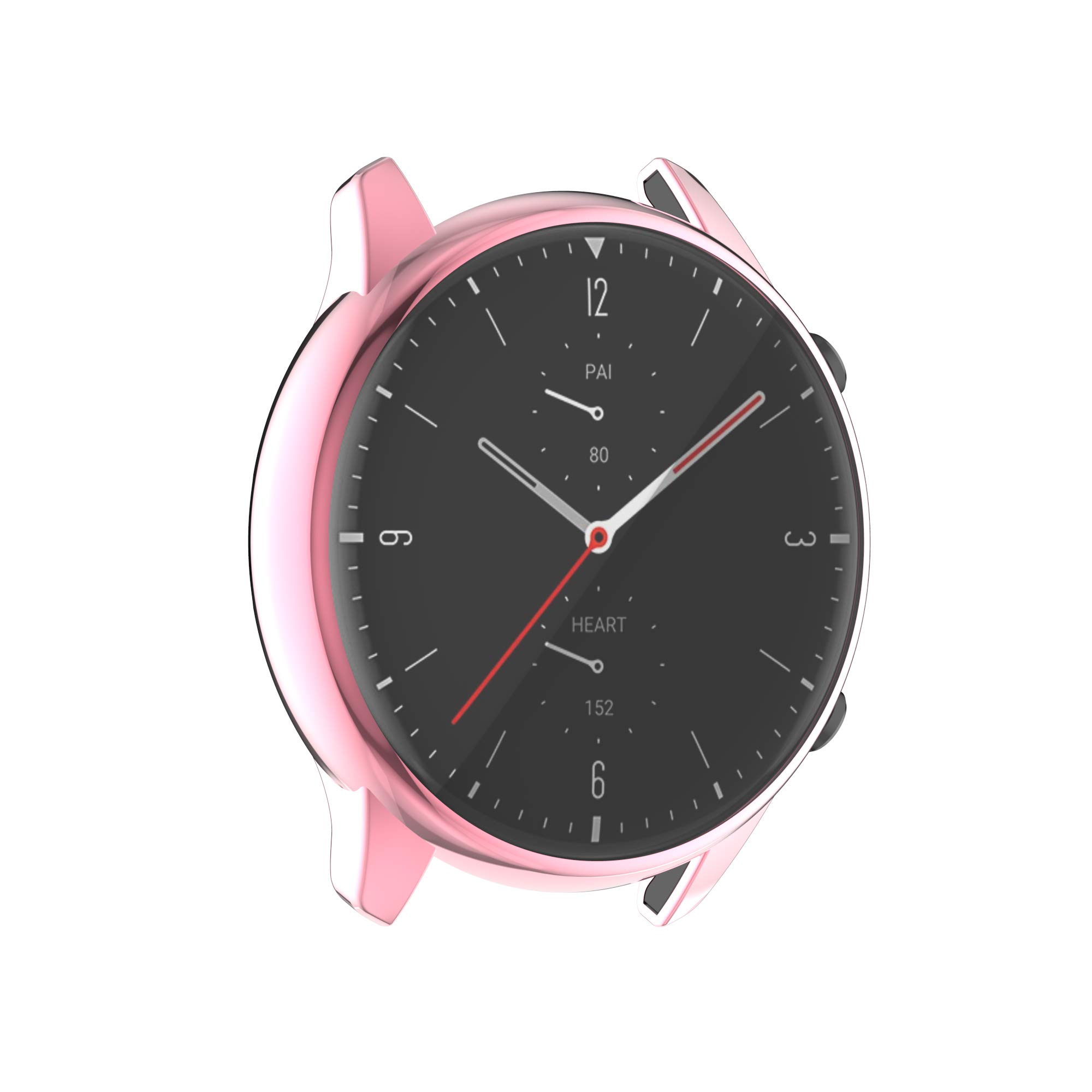 FitTurn Premium TPU Shockproof Case with Metal Plating for Amazfit GTR 2 Smartwatch - Slim Protective Cover with All-Around Guard (Pink) | Perfect for Gym, Running & Outdoor Activities