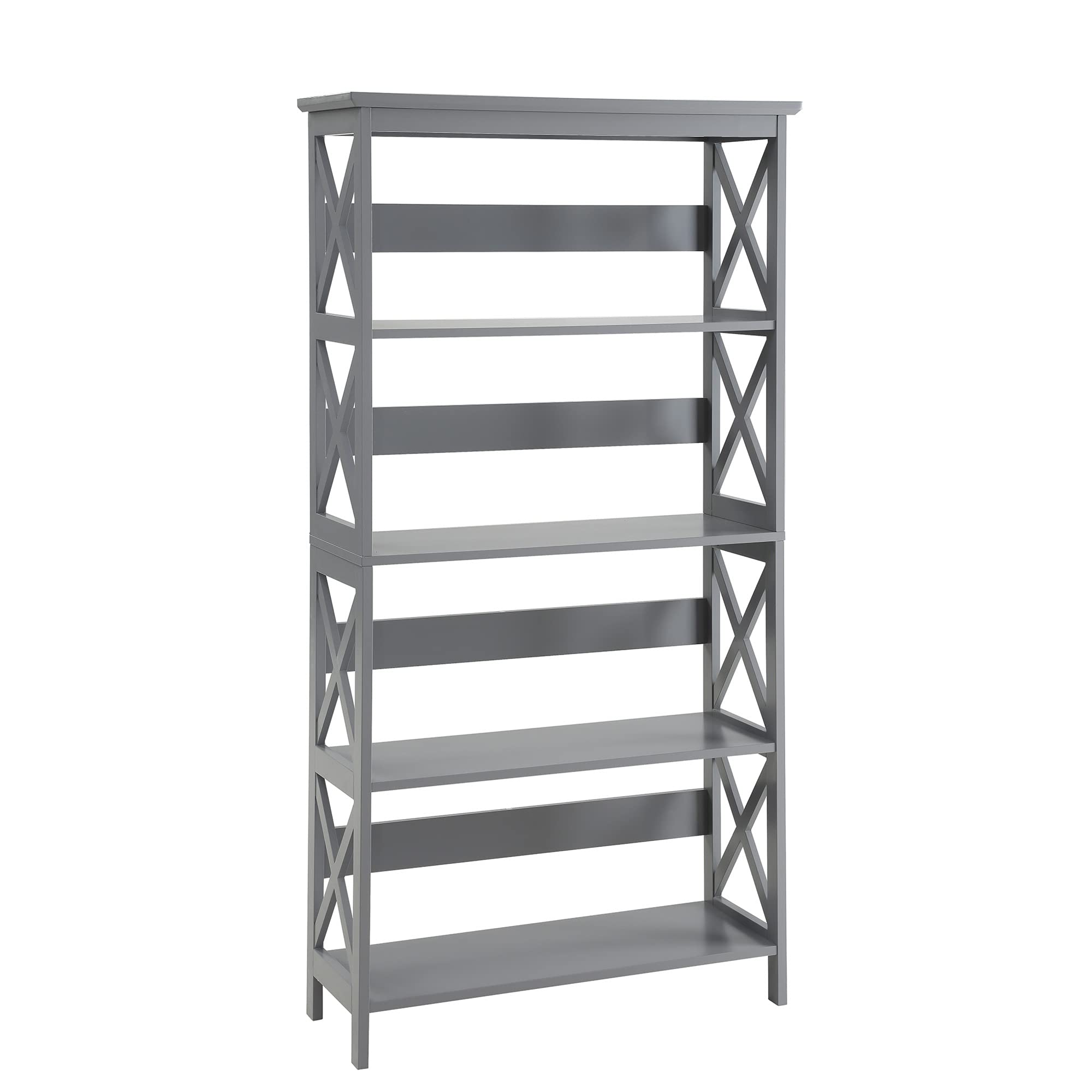 Ergode 5-Tier Oxford Bookcase - Sturdy Wooden Bookshelf for Home, Office & Library - Perfect for Organizing Books, Decor & Storage