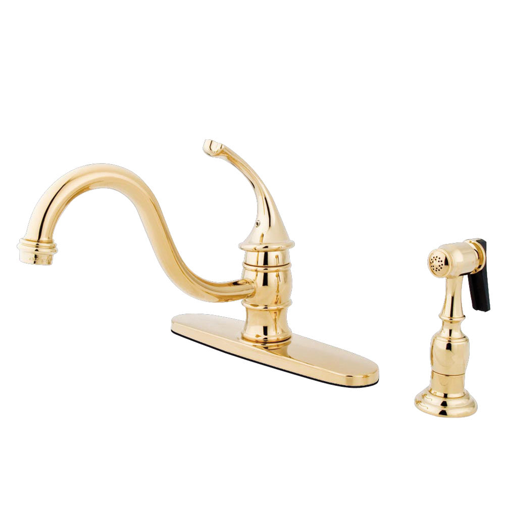 Kingston Brass KB3571GLBS Georgian 8-Inch Centerset Kitchen Faucet with Brass Sprayer - Perfect for Modern Farmhouse & Traditional Kitchen Sinks