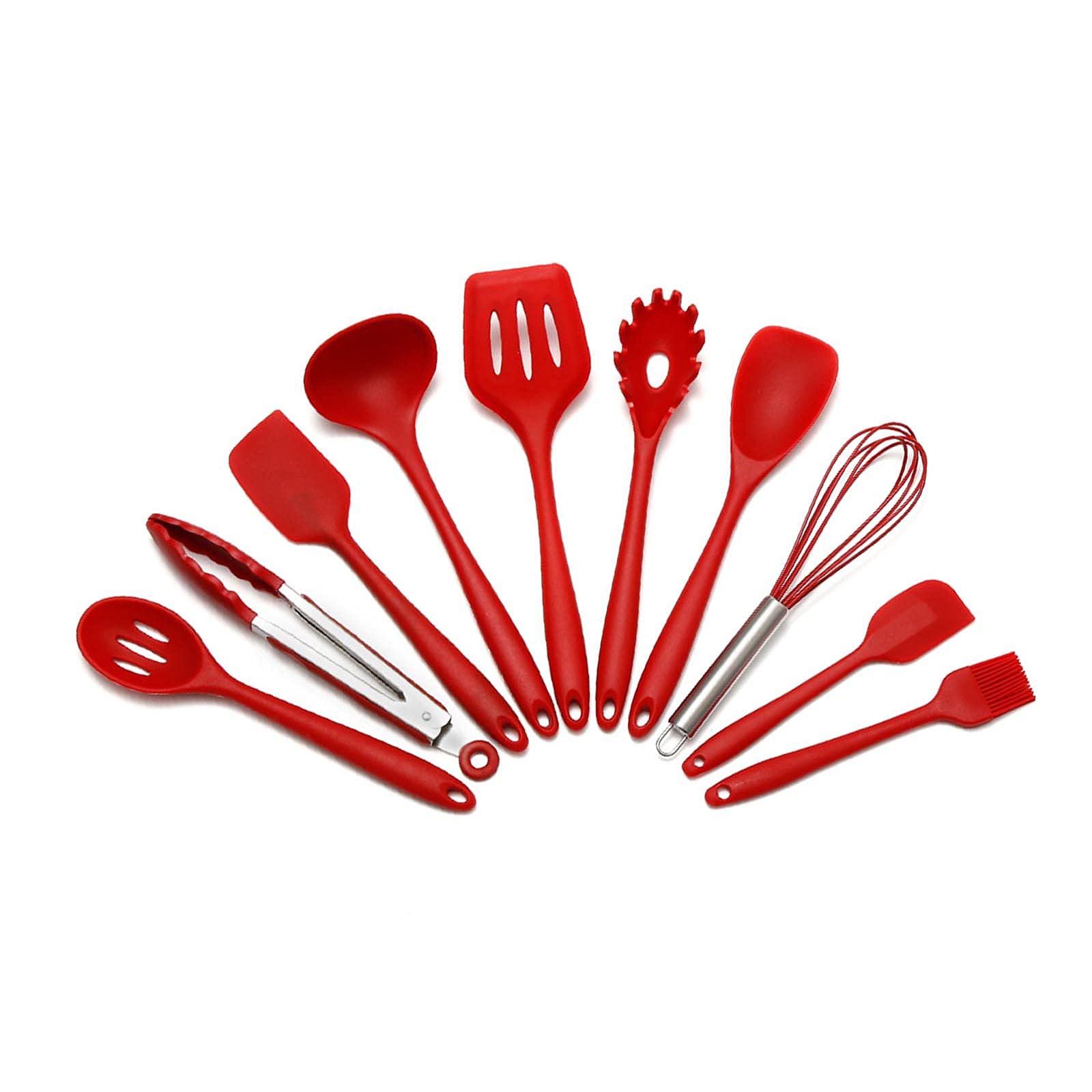 Gojiny 10-Piece Silicone Cooking Utensil Set - Non-Stick Kitchen Tools with Spatula, Spoon, Turner & Tongs - Heat Resistant & BPA Free - Perfect for Baking, Frying & Everyday Cooking