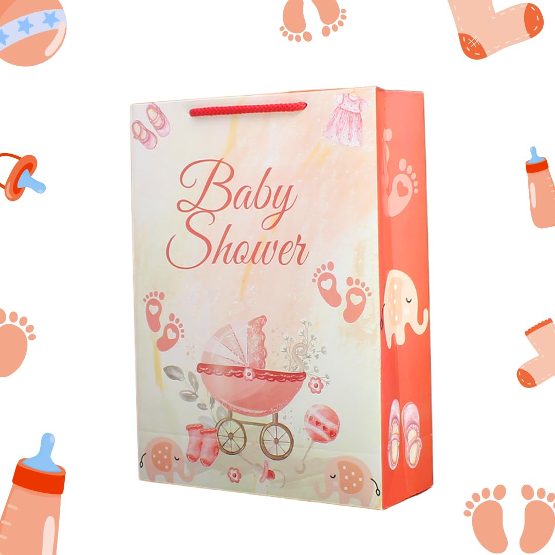 Elegant Maroon Baby Shower Gift Bags - 10 Pack Premium Paper Favor Bags for Weddings, Birthdays & Holidays (11x8x3 Inches) - Perfect for Party Favors, Bridal Showers & Special Occasions