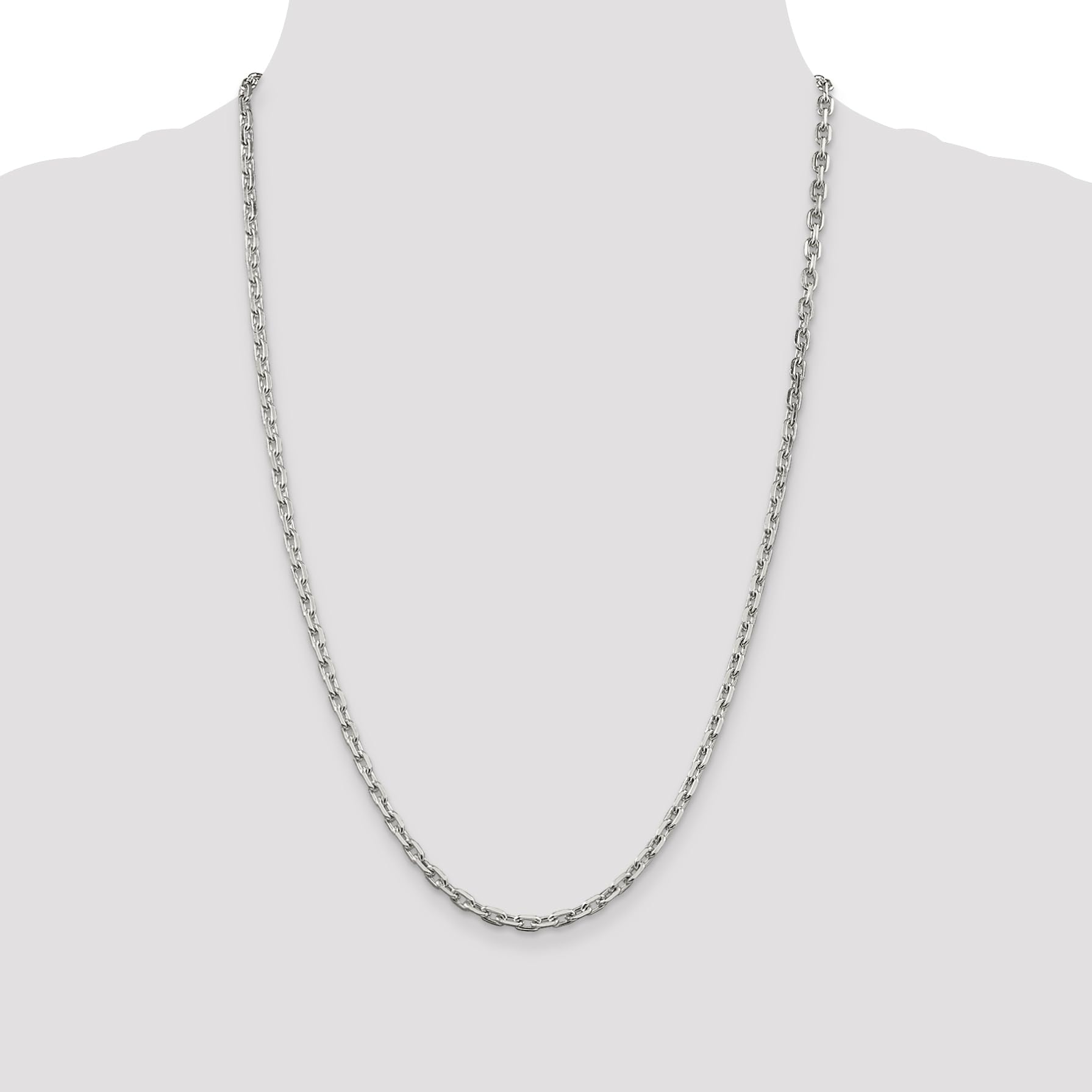 IceCarats 925 Sterling Silver 3.95mm Oval Cable Chain Necklace for Women - Elegant Layering Jewelry for Everyday Wear, Date Nights & Special Occasions