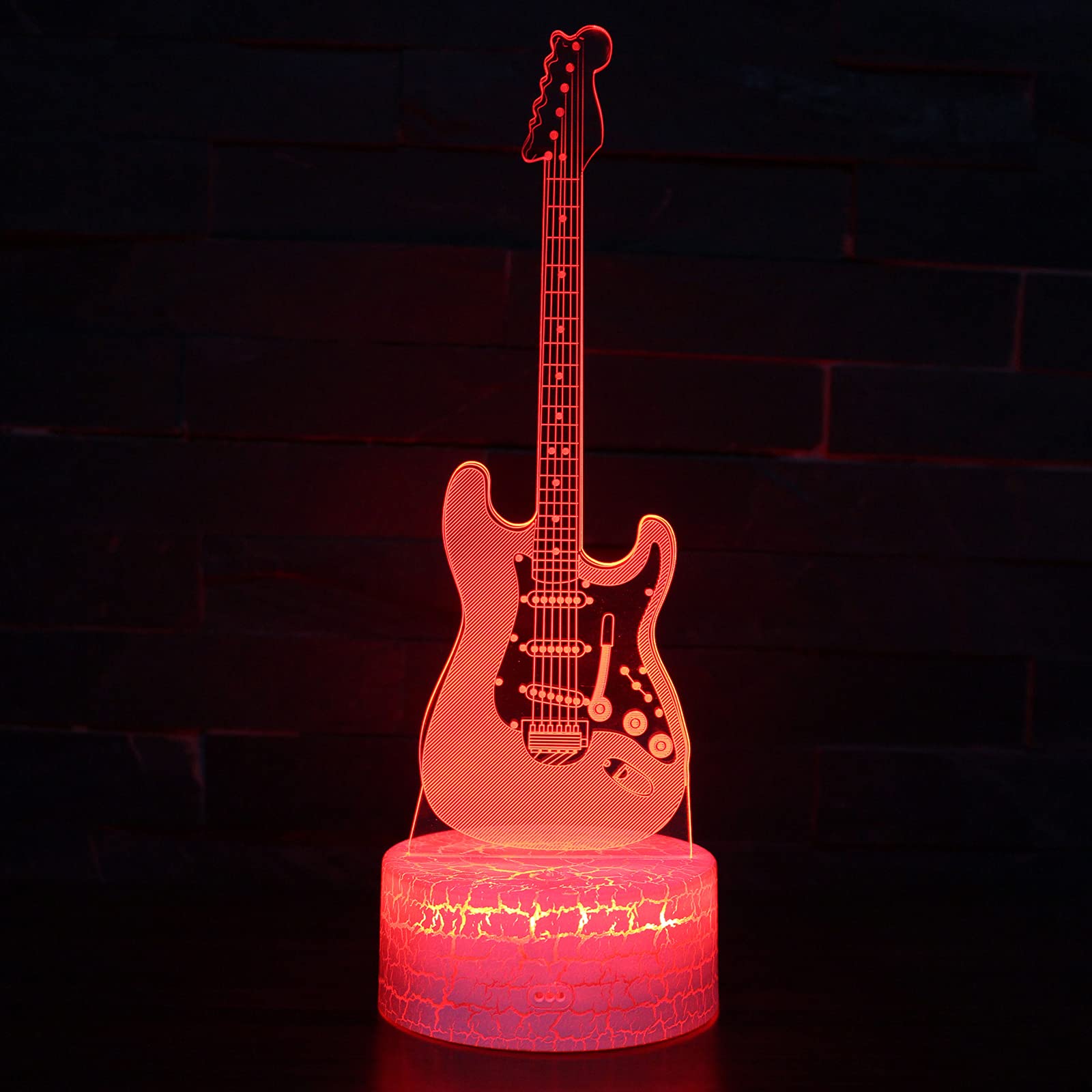3D Illusion Guitar Lamp - 16 Color Changing LED Night Light for Kids & Adults - Perfect for Bedroom, Nursery, and Relaxation