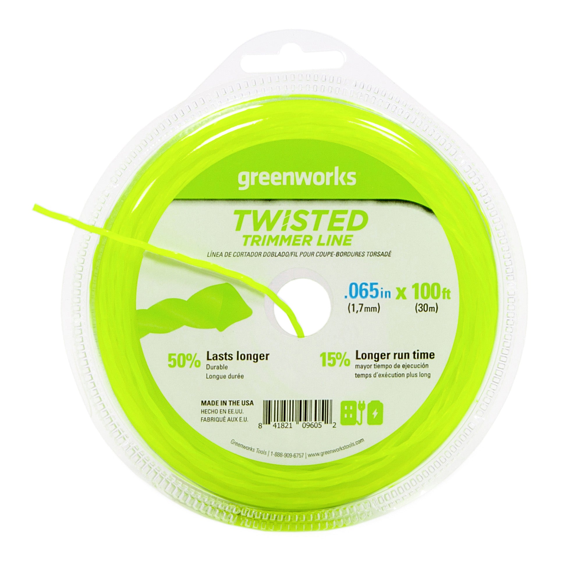 .065 Ultra Twisted String Trimmer Line - 100 Feet Bulk Spool for Lawn Mower & Weed Eater - Durable Weed Wacker Replacement for Professional Landscaping & Yard Maintenance