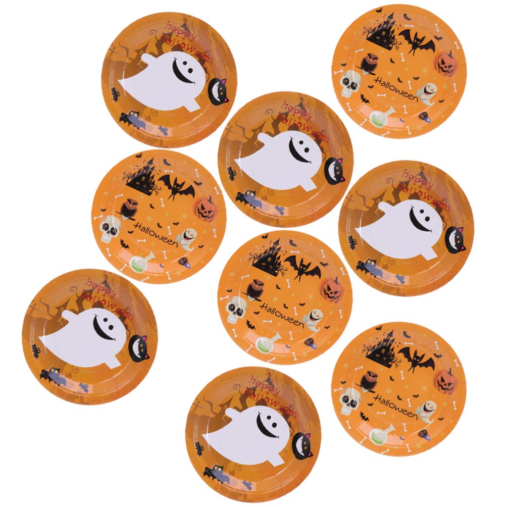 Hemoton 20 Pack Halloween Disposable Paper Plates - 10 Inch Round Dessert, Lunch & Appetizer Plates for Halloween Party Supplies | Perfect for Spooky Decorations, Trick or Treat Parties & Fall Gatherings