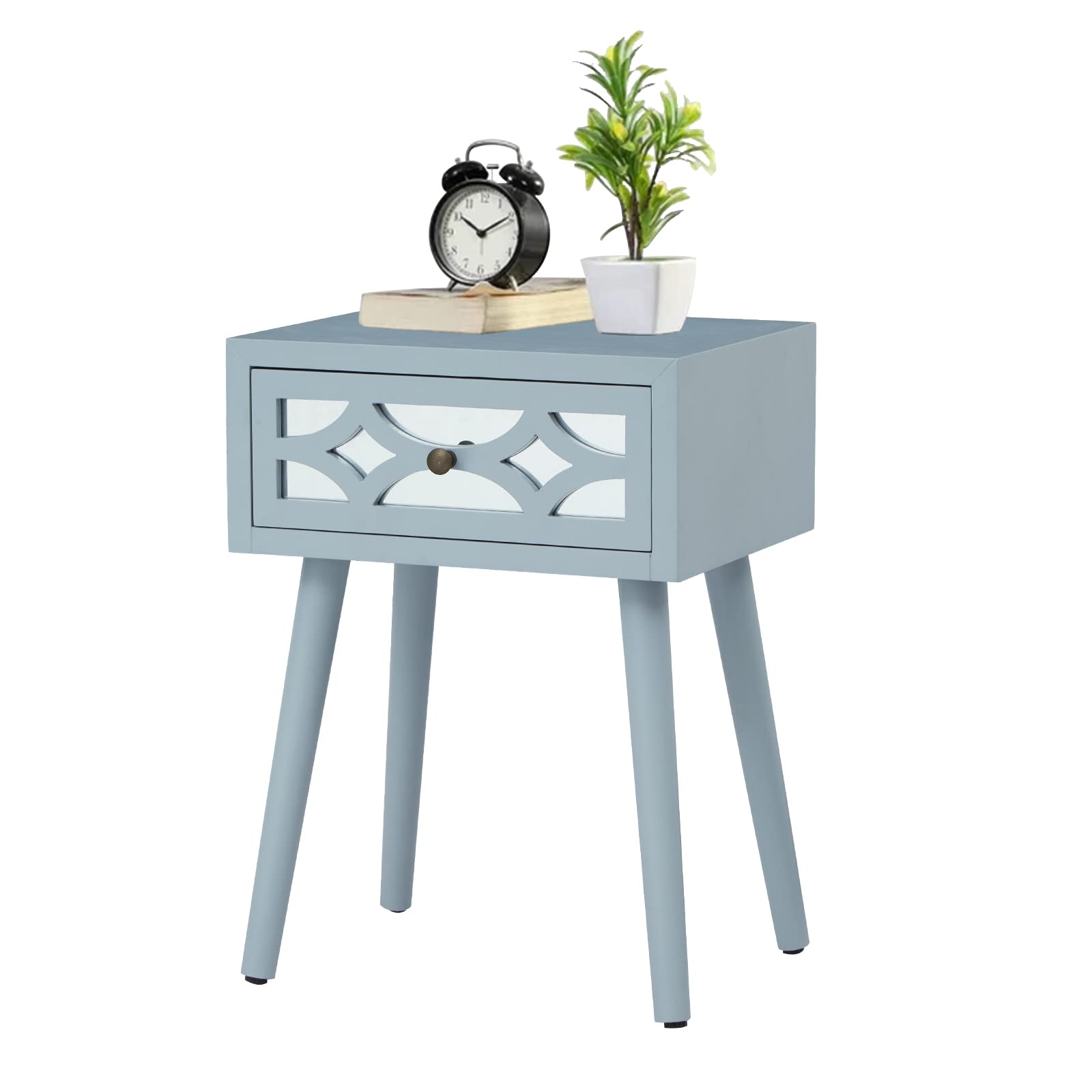 Wooden Nightstand with Storage Drawer - Bedside End Table with Sturdy Legs for Bedroom & Living Room | Modern Nightstand for Small Spaces, Apartment Furniture, Home Decor